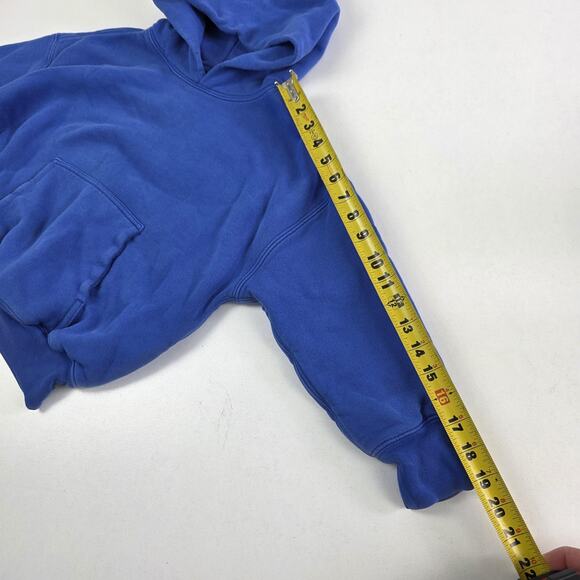 YZY Gap Hoodie Youth Small 6-7 Blue Pullover Kangaroo Pocket Drop Shoulder Kids - Picture 7 of 11